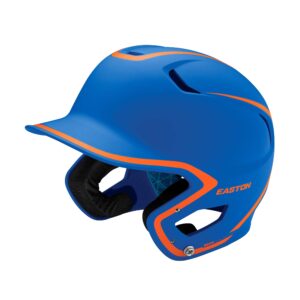 easton | z5 2.0 batting helmet | baseball | senior (7 1/8" - 7 1/2") | matte two-tone royal/orange