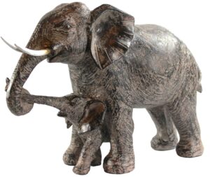 seraphic large elephant decor gifts for women, african elephants mother with walking baby statue