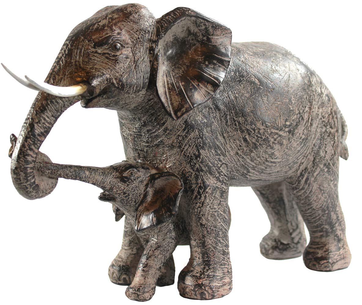 Seraphic Large Elephant Decor Gifts for Women, African Elephants Mother with Walking Baby Statue