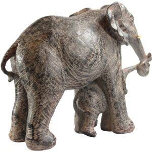 Seraphic Large Elephant Decor Gifts for Women, African Elephants Mother with Walking Baby Statue