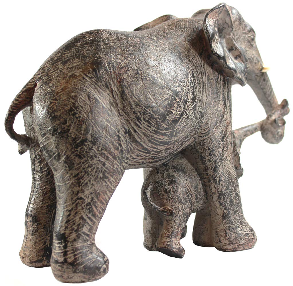 Seraphic Large Elephant Decor Gifts for Women, African Elephants Mother with Walking Baby Statue