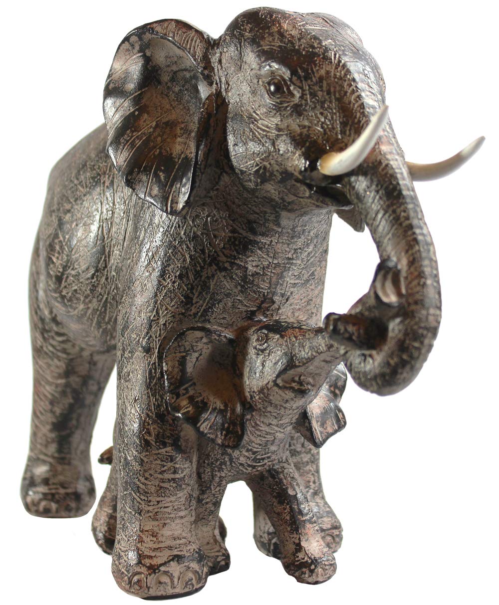 Seraphic Large Elephant Decor Gifts for Women, African Elephants Mother with Walking Baby Statue