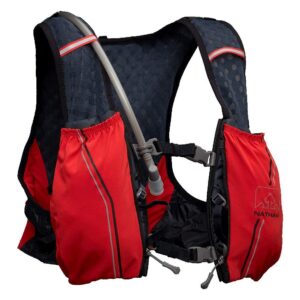 nathan hydration vest pack for men/women 4l. runner’s vest with 1.5l swift/swiftra bladder included. adaptive fit backpack osfm. storage pockets/pouches. no bounce, chafe-free.