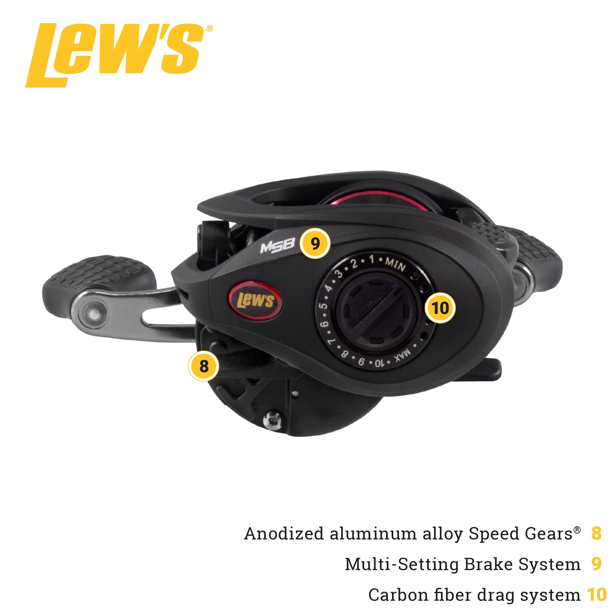 Lew's Tournament MP Baitcast Fishing Reel, Right-Hand Retrieve, 5.6:1 Gear Ratio, 10 Bearing System with Stainless Steel Double Shielded Ball Bearings