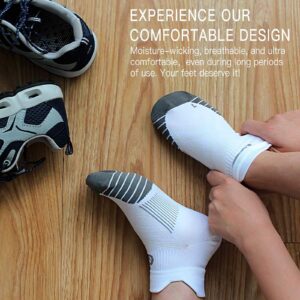 Low Cut Compression Socks for Men and Women(6 Pairs), No Show Ankle Running Cycling Socks with Arch Support for Plantar Fasciitis, Cyling, Athletic, Flight, Travel, Nurses. White L/XL