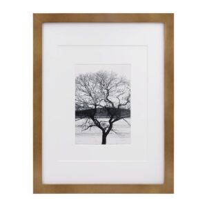 egofine 11x14 picture frame display pictures 5x7/8x10 with mat or 11x14 without mat made of solid wood covered by plexiglass for table top display and wall mounting photo frame, light brown