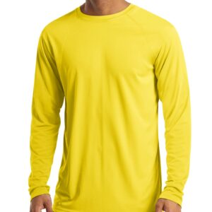 Men's Long Sleeve UPF 50 Workout Shirt - Athletic, Fishing, Hiking, Swimming - Yellow, MAGCOMSEN