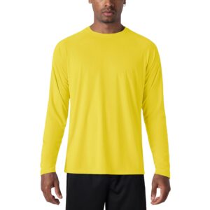 Men's Long Sleeve UPF 50 Workout Shirt - Athletic, Fishing, Hiking, Swimming - Yellow, MAGCOMSEN