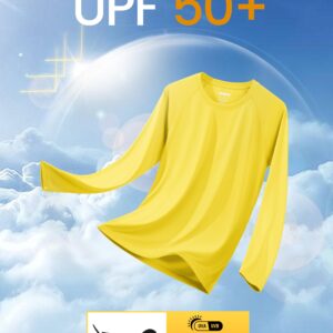 Men's Long Sleeve UPF 50 Workout Shirt - Athletic, Fishing, Hiking, Swimming - Yellow, MAGCOMSEN