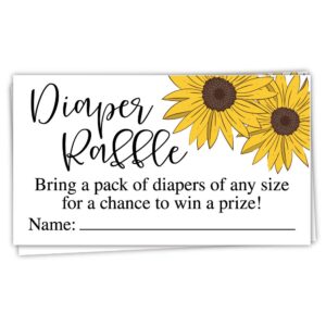 50 sunflower diaper raffle tickets - baby shower game - invitation inserts