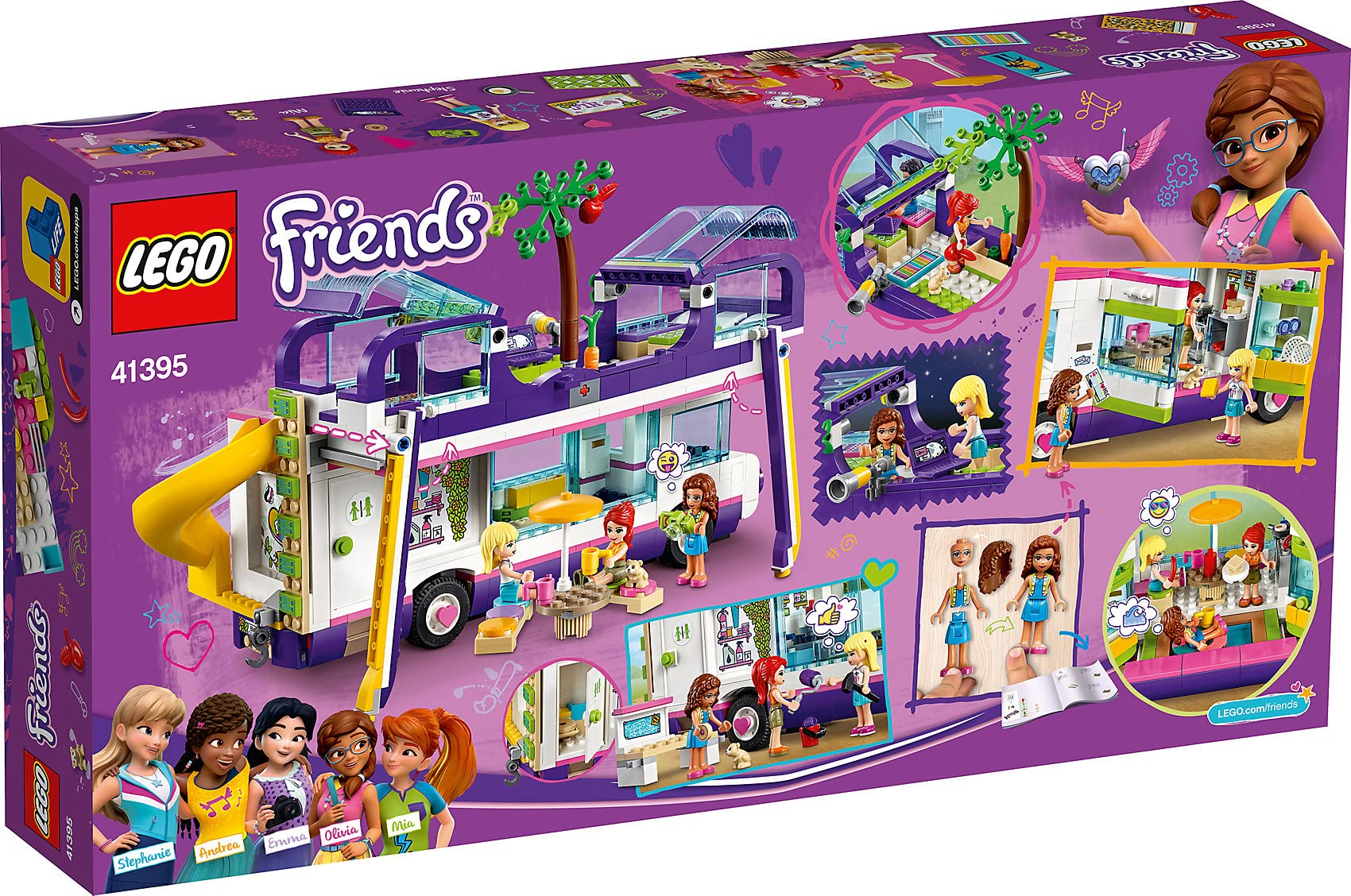 LEGO 41395 Friends Friendship Bus Toy with Swimming Pool and Slide, Summer Holiday Playsets for 8+ Year Old