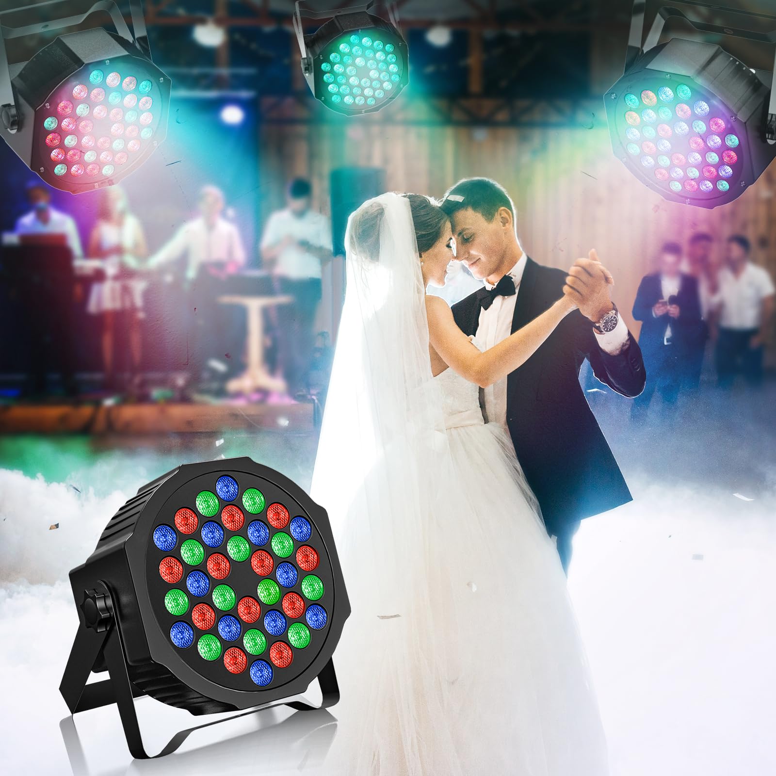 Rechargeable Stage Par Lights U`King RGB 36 LED Battery Powered Par Wireless Uplights with DMX and Remote Control Uplighting Light for DJ Disco Events Wedding Birthday Party Indoor Live Show Bar