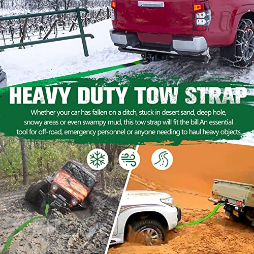 BUNKER INDUST Heavy Duty Tow Strap,3" x 30ft Snatch Strap 30,000 lbs Recovery Strap Winch Tree Saver Strap Emergency 4x4 Off Road Gear Towing Accessories for Truck Jeep ATV UTV