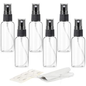 zejia 1 oz spray bottle, 6 pack mini spray bottles, 30ml small spray bottle fine mist spray bottles for essential oils, travel, perfumes, with stickers, tissues, droppers