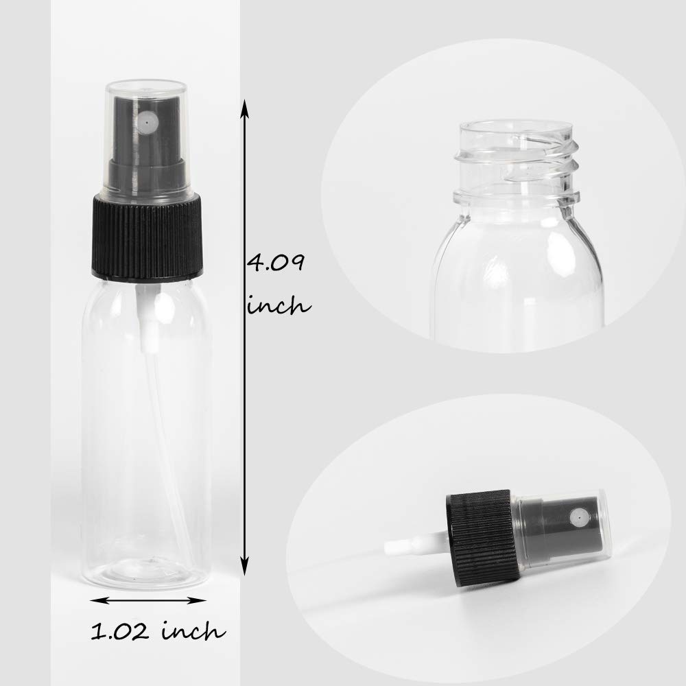 ZEJIA 1 oz Spray Bottle, 6 Pack Mini Spray Bottles, 30ml Small Spray Bottle Fine Mist Spray Bottles for Essential Oils, Travel, Perfumes, with Stickers, Tissues, Droppers