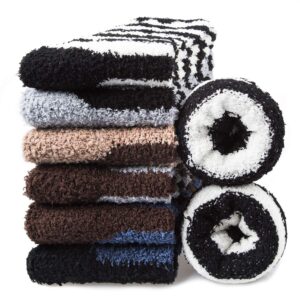 ysense 6 pairs mens fuzzy socks winter slipper fleece socks men