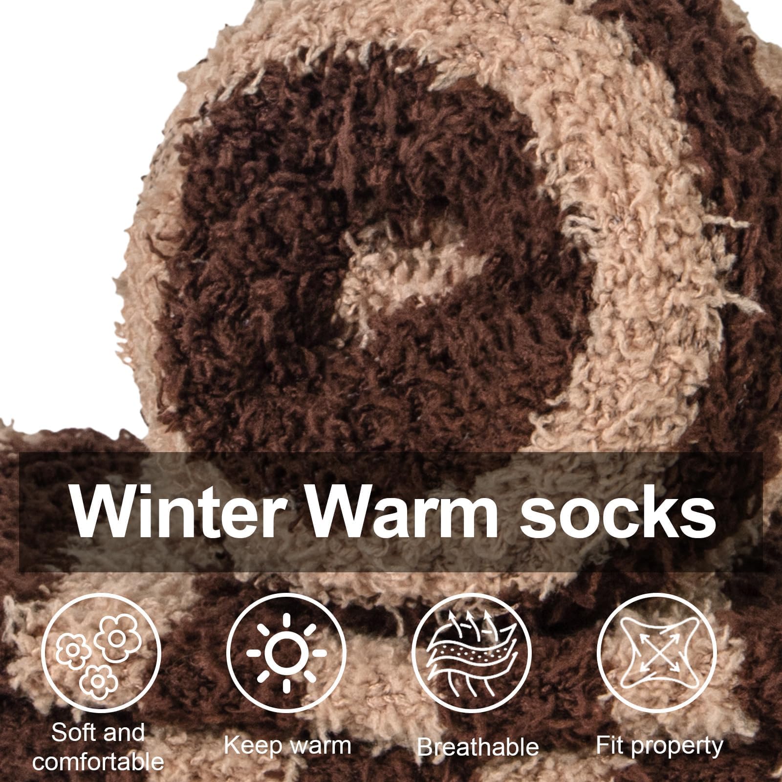 YSense 6 Pairs Mens Fuzzy Socks Winter Slipper Fleece Socks Men