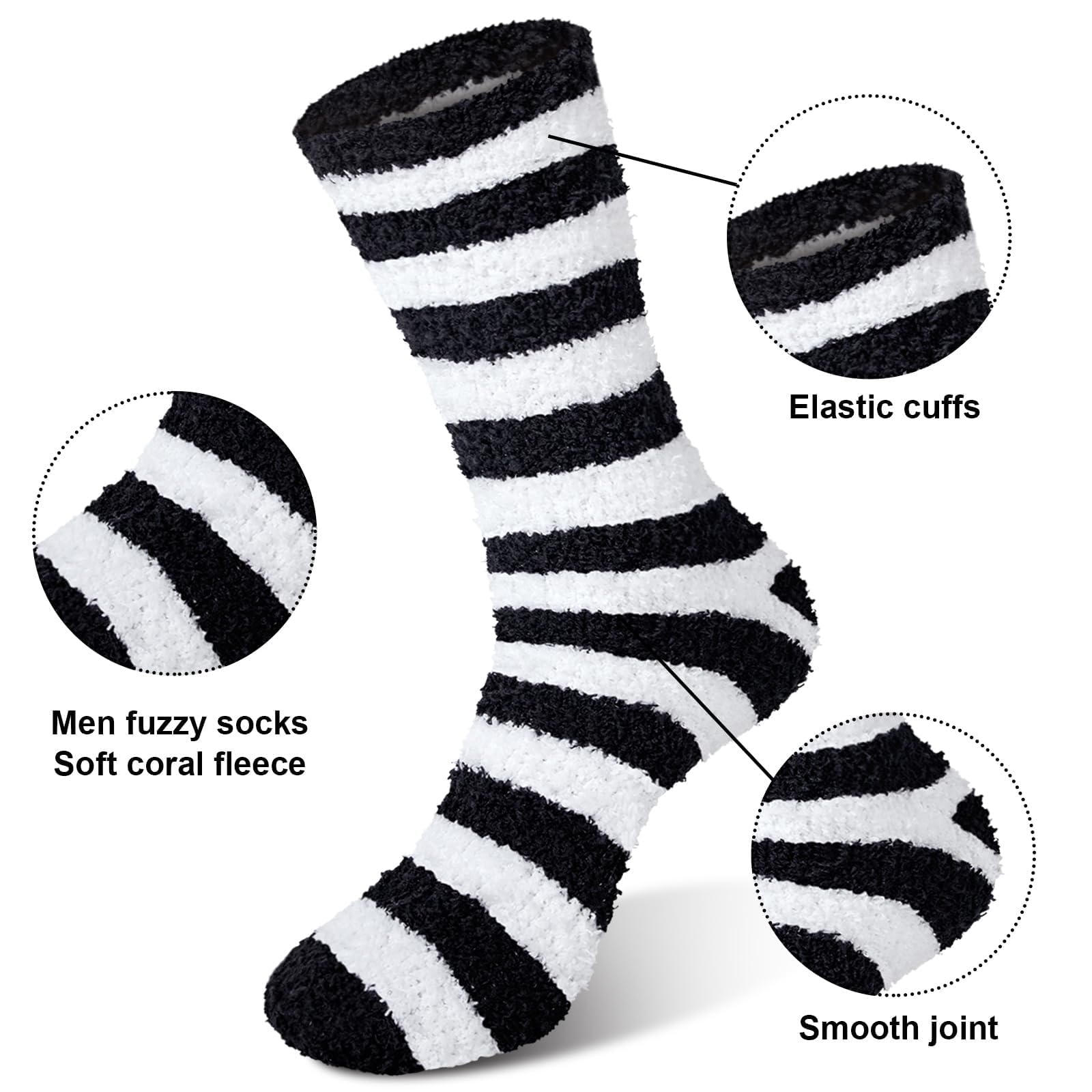 YSense 6 Pairs Mens Fuzzy Socks Winter Slipper Fleece Socks Men