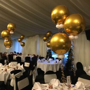 TABLECLOTHSFACTORY 2 Pack 14" Rose Gold Aluminum Foil Round Sphere Balloon Wholesale 4D Orbz Mylar Balloons