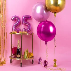 TABLECLOTHSFACTORY 2 Pack 14" Rose Gold Aluminum Foil Round Sphere Balloon Wholesale 4D Orbz Mylar Balloons