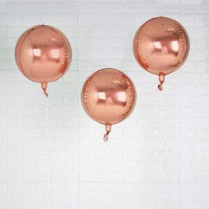 TABLECLOTHSFACTORY 2 Pack 14" Rose Gold Aluminum Foil Round Sphere Balloon Wholesale 4D Orbz Mylar Balloons