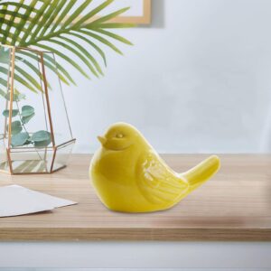 joyMerit Yellow Glazed Handcrafted Bird Figurine, Small Bird Sculpture Collectible Bird Figurine for Garden Ornaments