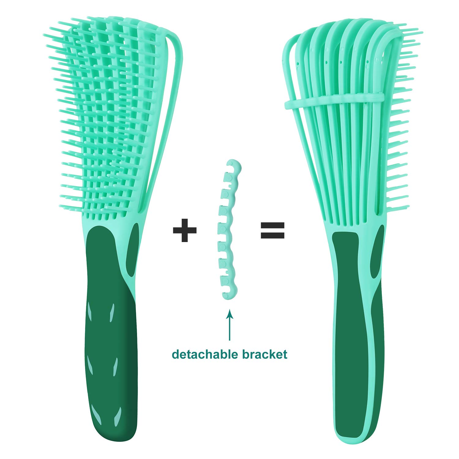 2 Pack Detangling Brush for Curly Hair, ez Detangler Brush Hair Detangler, Afro Textured 3a to 4c Kinky Wavy for Wet/Dry/Long Thick Curly Hair, Exfoliating for Beautiful and Shiny Curls (Green)