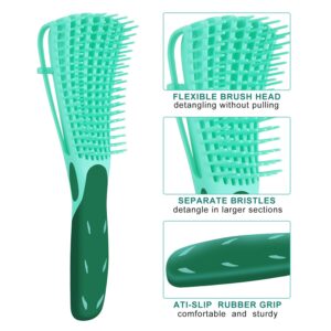 2 Pack Detangling Brush for Curly Hair, ez Detangler Brush Hair Detangler, Afro Textured 3a to 4c Kinky Wavy for Wet/Dry/Long Thick Curly Hair, Exfoliating for Beautiful and Shiny Curls (Green)