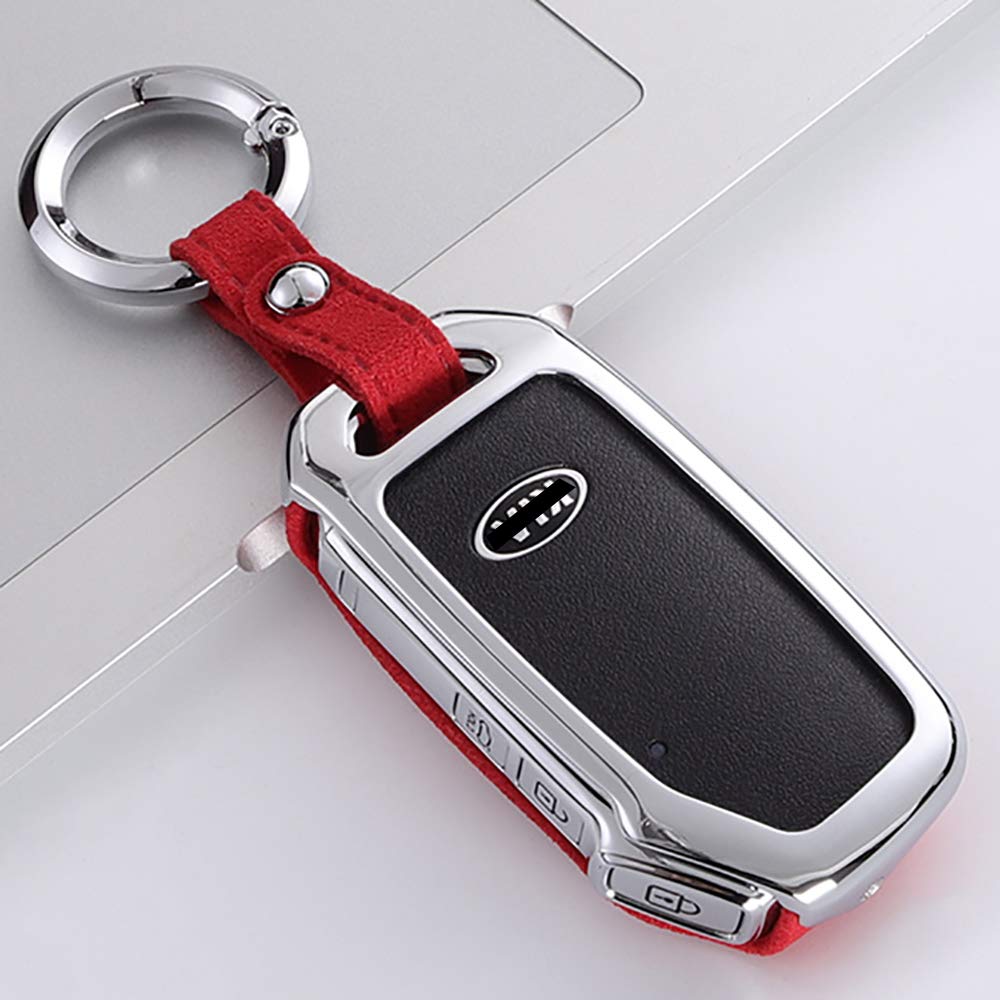 ontto for Kia Key Fob Cover Case Shell Holder Jacket Shell Keyring Keychain Smart Car Key Skin Keyless Red