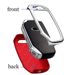 ontto for Kia Key Fob Cover Case Shell Holder Jacket Shell Keyring Keychain Smart Car Key Skin Keyless Red