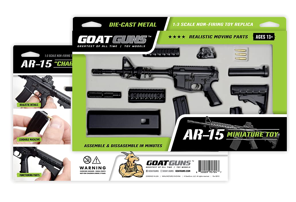 GoatGuns Miniature AR 15 Model Black | 1:3 Scale Diecast Metal Build Kit