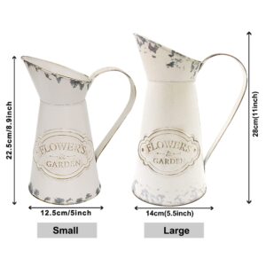 Soyizom Galvanized Metal Pitcher Farmhouse Decor Jugs White Pitcher Vases Flower Jugs Vase Shabby Chic Decor Water Can Milk Jug Rustic Decorations for Home Christmas Wedding,White-Jug/8.9”H-Small