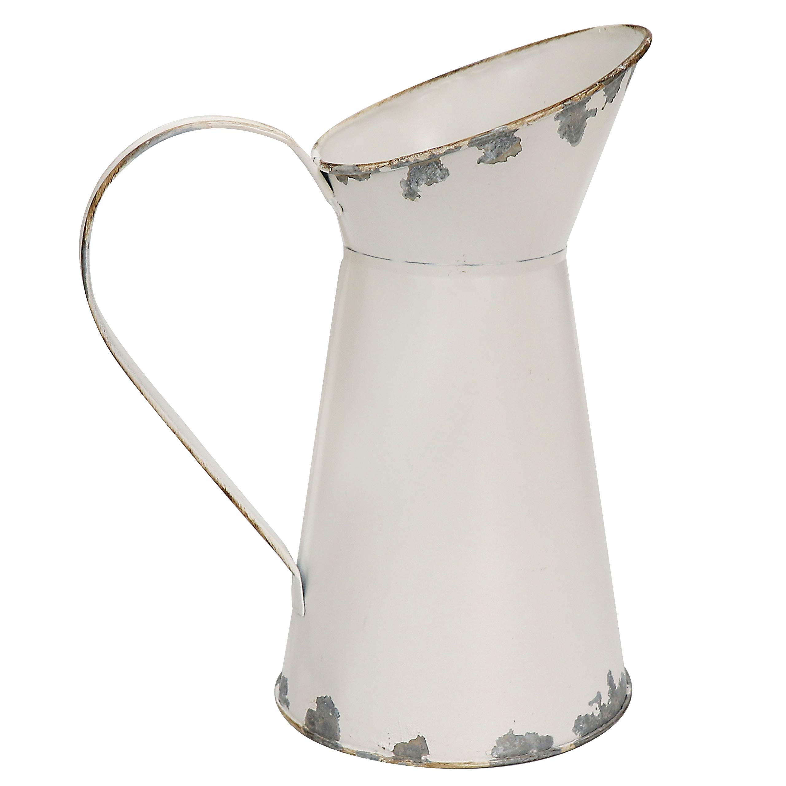 Soyizom Galvanized Metal Pitcher Farmhouse Decor Jugs White Pitcher Vases Flower Jugs Vase Shabby Chic Decor Water Can Milk Jug Rustic Decorations for Home Christmas Wedding,White-Jug/8.9”H-Small