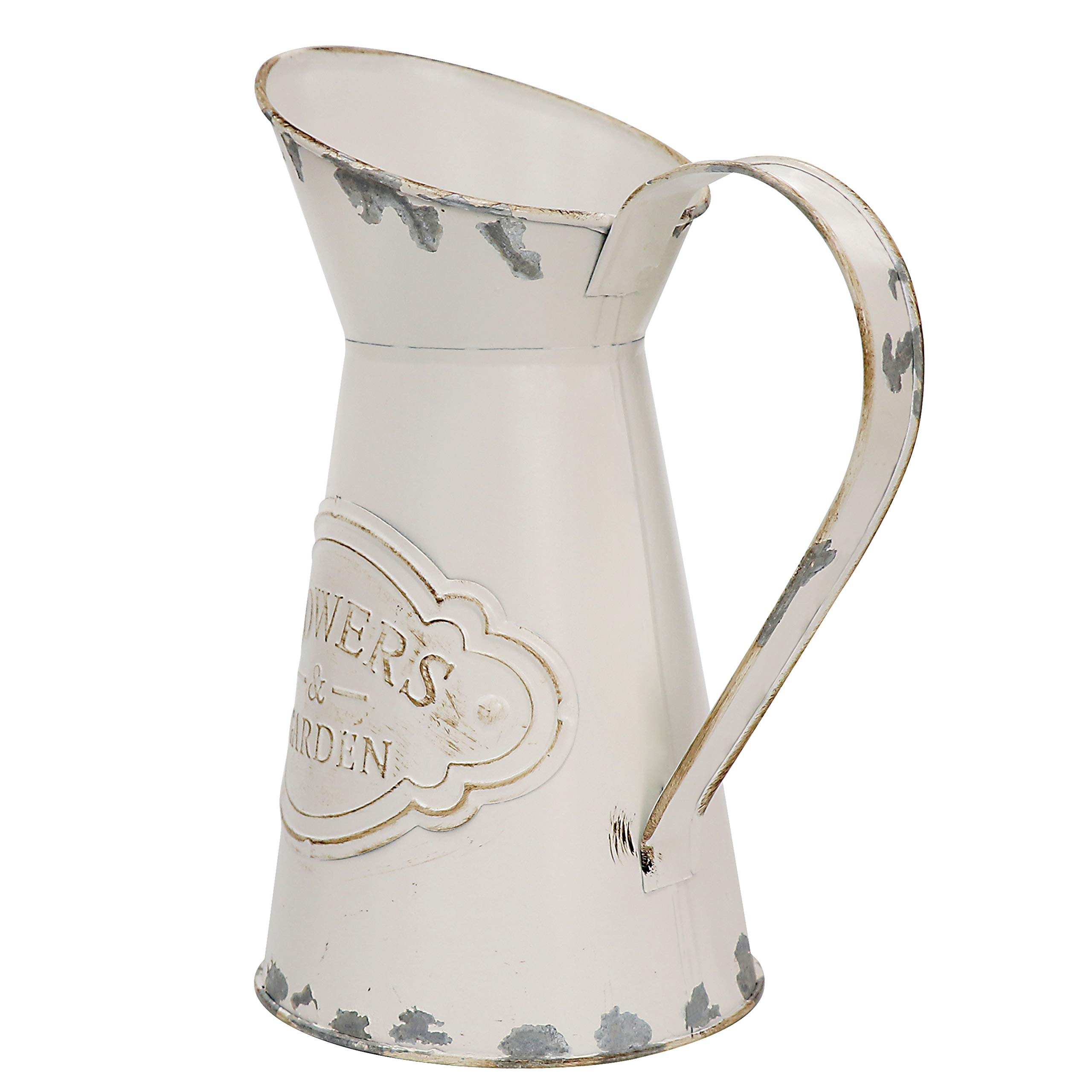 Soyizom Galvanized Metal Pitcher Farmhouse Decor Jugs White Pitcher Vases Flower Jugs Vase Shabby Chic Decor Water Can Milk Jug Rustic Decorations for Home Christmas Wedding,White-Jug/8.9”H-Small