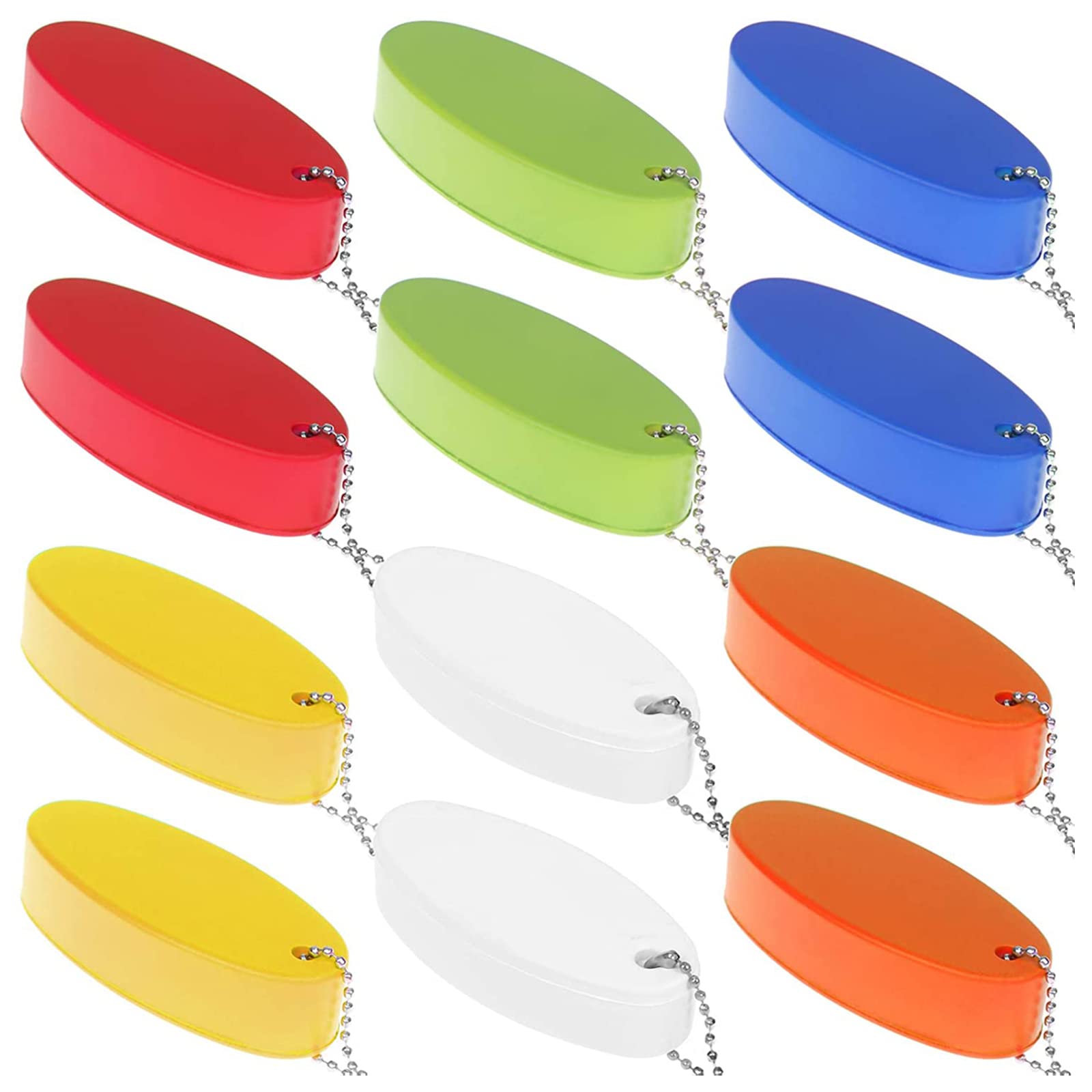 12Pcs Foam Floating Keychain Oval Shaped Foam Floating Key Ring Foam Floater Key Chain for Boating Fishing Surfing Sailing and Outdoor Sports, 6 Colors