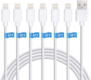 sundix iphone charger, 6pack 3ft lightning cable iphone charger cable charging cord compatible iphone 14/13/12/12pro/12promax/11/11pro/11pro max/xs/xs max/xr/x/8/8plus/7/7plus and more