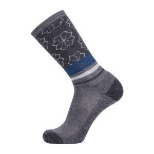 EnerWear 4P 86% Merino Wool Women's Outdoor Hiking Trail Crew Socks (US Shoe Size 4-10, Flower/Dark Grey/Multi)