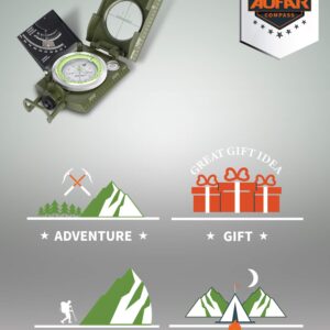 AOFAR Military Compass AF-4074 Camo for Hiking,Lensatic Sighting Waterproof,Durable,Inclinometer for Camping,Boy Scount,Geology Activities Boating