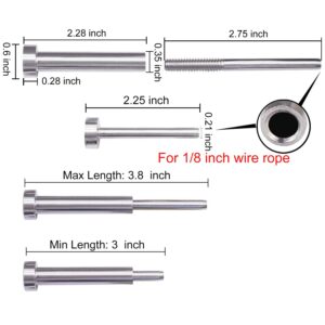 CKE Cable Railing kit Invisible Turnbuckle 1/8" 20 Pairs Swage Threaded Stud Hex Head Fitting Receiver Terminal for Wood & Metal Post