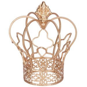 yamfurvo royal metal desktop crown decor, decorative centerpiece crown sculpture for wedding, christmas,party table, baby shower, antique home decor, gold