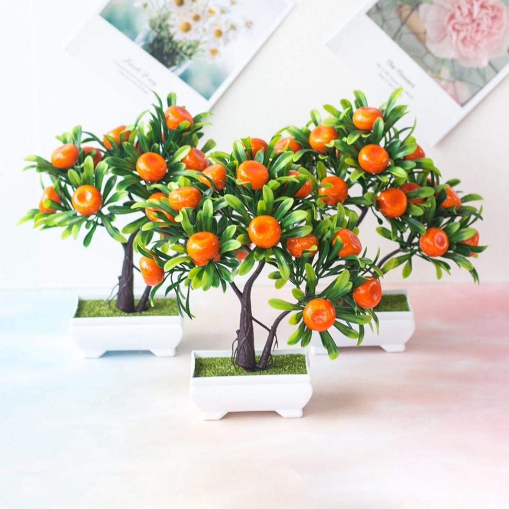 discountstore145 1Pc Artificial Fruit Orange Tree Bonsai Home Office Garden Desktop Party Decor - Orange