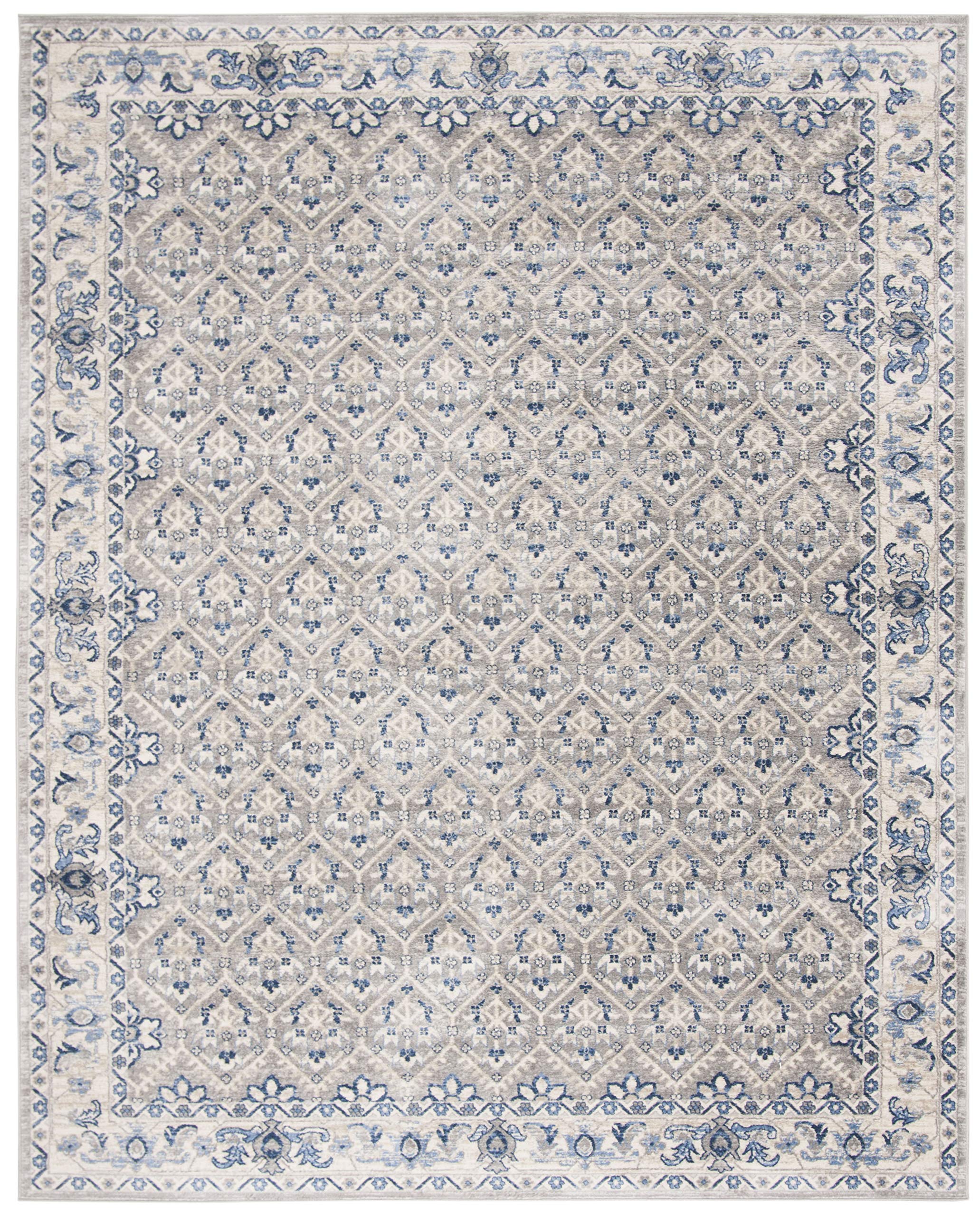 SAFAVIEH Brentwood Collection 10' x 13' Light Grey/Blue BNT869G Oriental Distressed Non-Shedding Living Room Bedroom Dining Home Office Area Rug