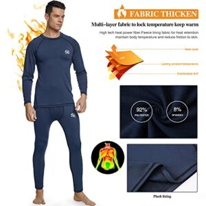 MeetHoo Men's Compression Base Layers Long Johns Winter Gear with Fleece Lined for Skiing, Blue, Medium