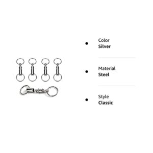 Handy Basics 4 Pack Quick Release Detachable Pull Apart Keychain For unisex-adult, Silver