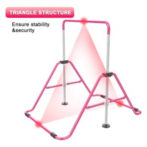 RINREA Gymnastic Bars for Kids with Adjustable Height, Folding Gymnastic Training Kip Bar, Junior Expandable Horizontal Monkey Bar for Home