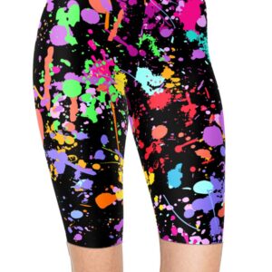 sissycos Women's 80s Biker Shorts Artistic Splash Printed Buttery Soft Short Leggings (Small-Large, Color Splash Black)