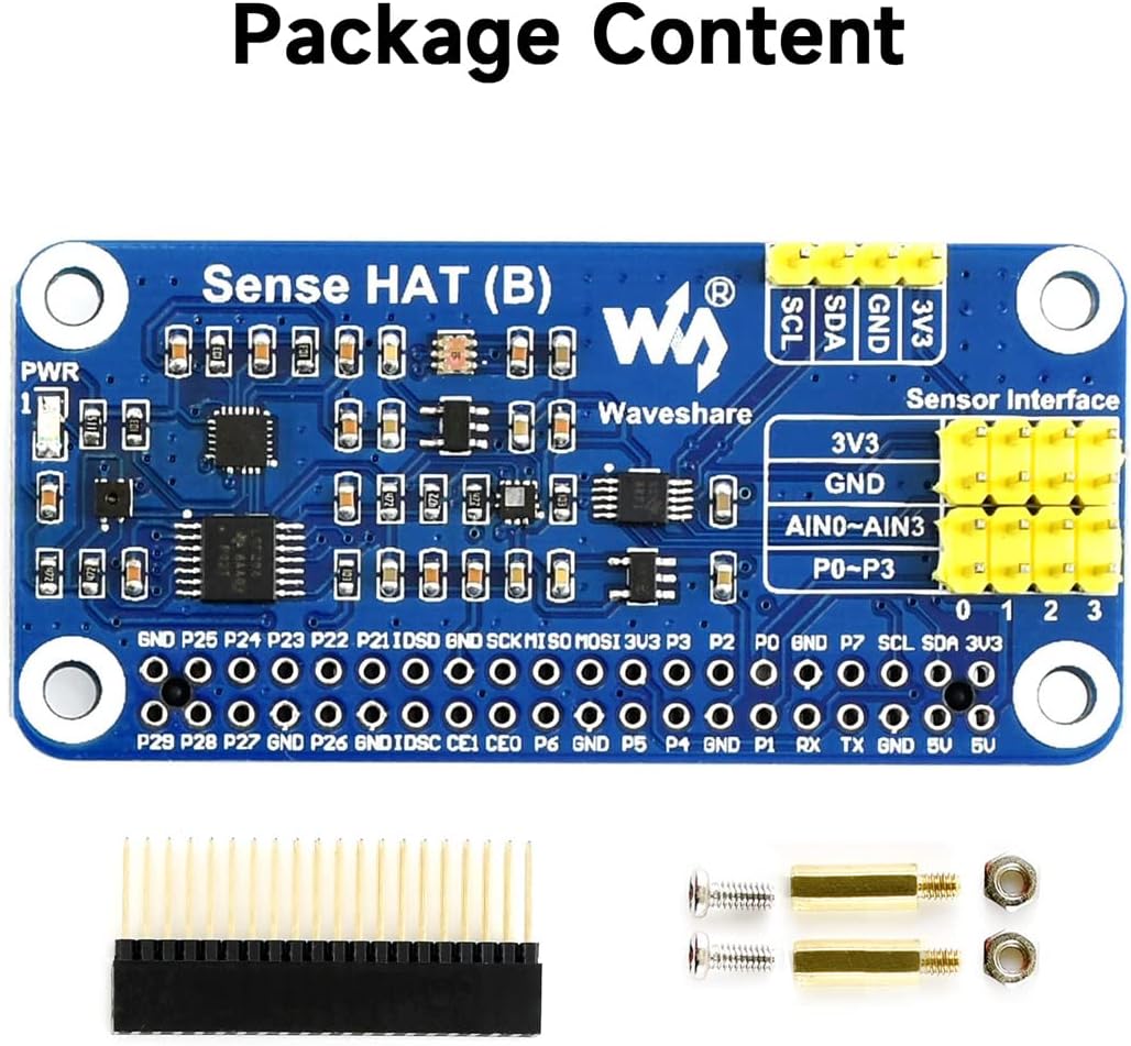 Waveshare Sense HAT (B) for Raspberry Pi Onboard Multi Powerful Sensors Supports External Sensors