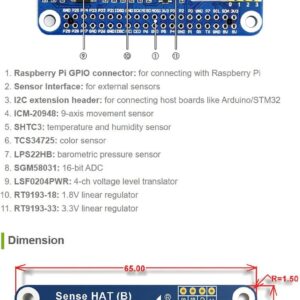 Waveshare Sense HAT (B) for Raspberry Pi Onboard Multi Powerful Sensors Supports External Sensors