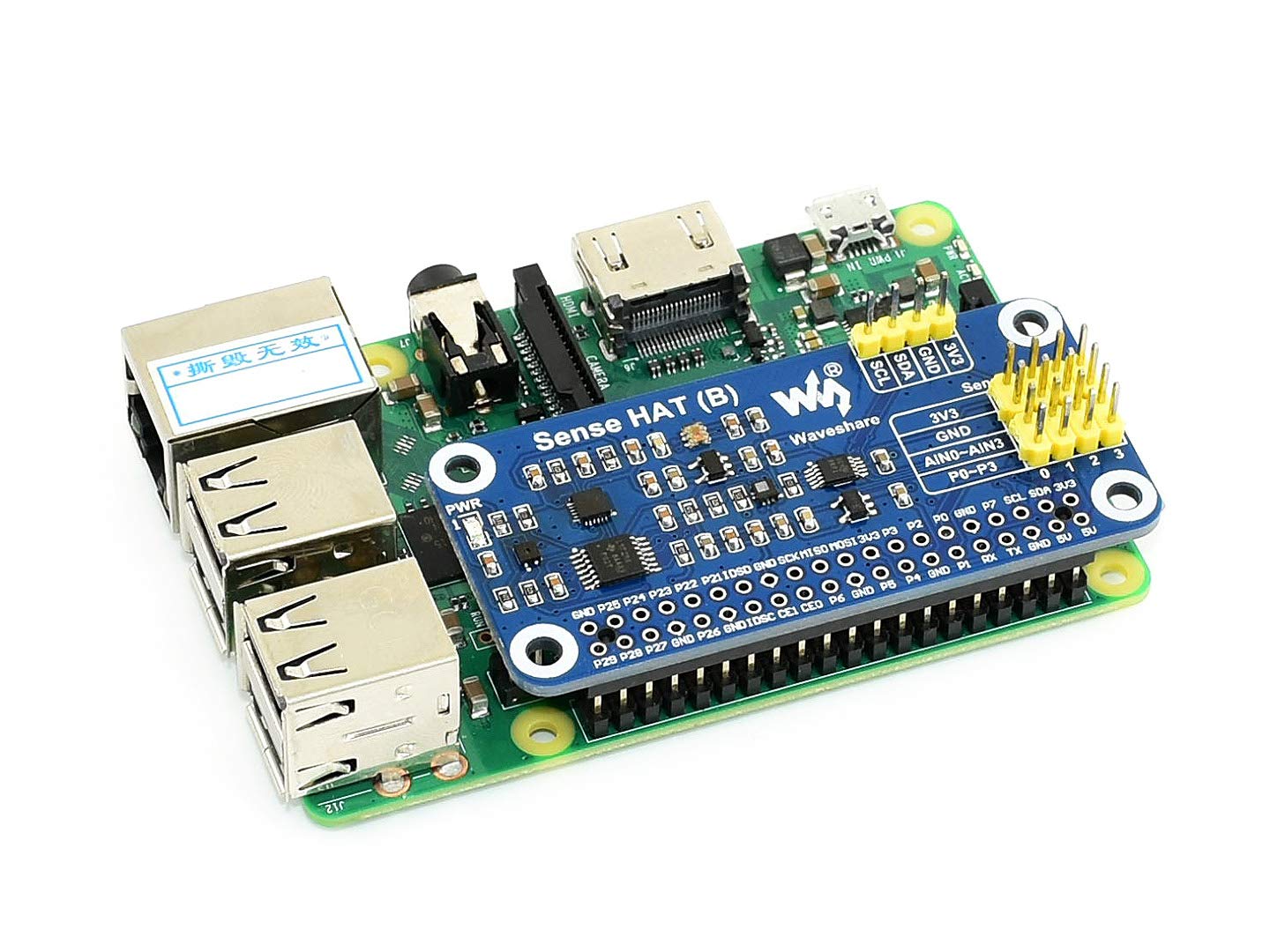 Waveshare Sense HAT (B) for Raspberry Pi Onboard Multi Powerful Sensors Supports External Sensors