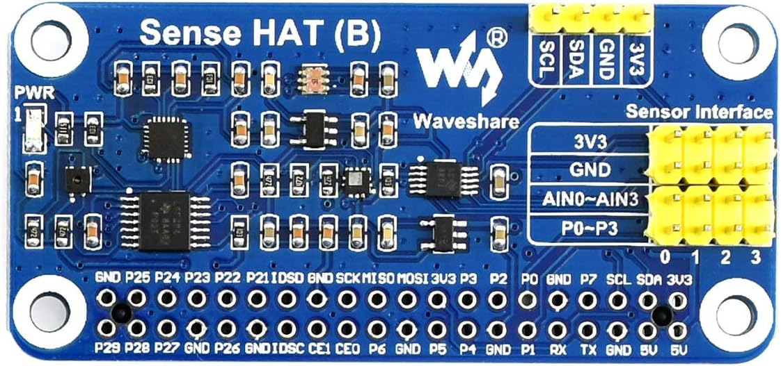 Waveshare Sense HAT (B) for Raspberry Pi Onboard Multi Powerful Sensors Supports External Sensors